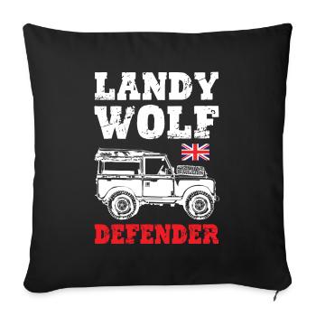 Landy Wolf Defender - Sofakissenbezug 45 x 45 cm - Schwarz - Vorne