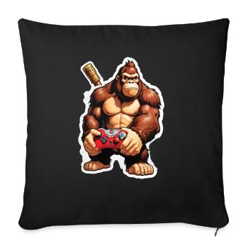 Retro Gamer Gorilla with Controller Console Games - Sofa pillowcase 17,3'' x 17,3'' (45 x 45 cm) - black - Front