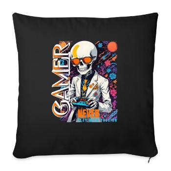 Retro Gamer Skeleton with Controller Console Games - Sofa pillowcase 17,3'' x 17,3'' (45 x 45 cm) - black - Front