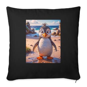 super cute birds around the world – Pinguin - Sofa pillowcase 17,3'' x 17,3'' (45 x 45 cm) - black - Front