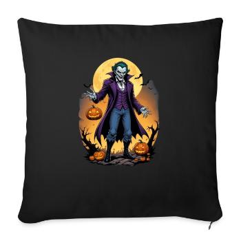 Vampire d’Halloween avec des citrouilles et des chauves-souris - Housse de coussin décorative 45 x 45 cm - noir - Devant