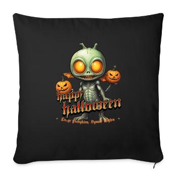 Alien with pumpkin heads Halloween - Sofa pillowcase 17,3'' x 17,3'' (45 x 45 cm) - black - Front