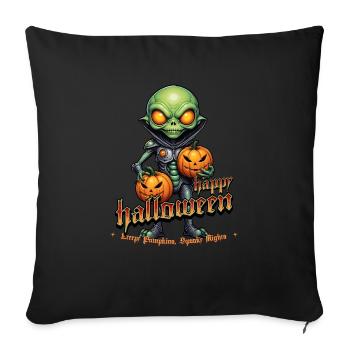 Alien with pumpkin heads Halloween - Sofa pillowcase 17,3'' x 17,3'' (45 x 45 cm) - black - Front