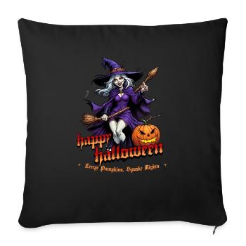 Halloween Witch With Pumpkin Illustration - Sofa pillowcase 17,3'' x 17,3'' (45 x 45 cm) - black - Front