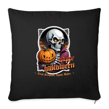Halloween Crâne Citrouille Crâne Crâne Effrayant - Housse de coussin décorative 45 x 45 cm - noir - Devant