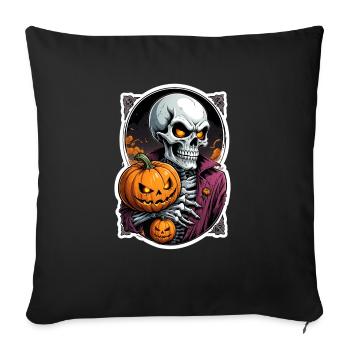 Halloween Crâne Citrouille Crâne Crâne Effrayant - Housse de coussin décorative 45 x 45 cm - noir - Devant
