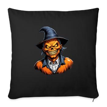 Halloween Pumpkin Head with Witch Hat - Sofa pillowcase 17,3'' x 17,3'' (45 x 45 cm) - black - Front