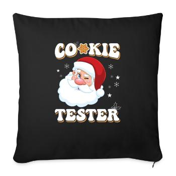 Christmas Cookie Tester Fun with Santa - Sofa pillowcase 17,3'' x 17,3'' (45 x 45 cm) - black - Front