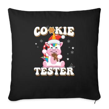 Magical Unicorn Cookie Tester Christmas - Sofa pillowcase 17,3'' x 17,3'' (45 x 45 cm) - black - Front