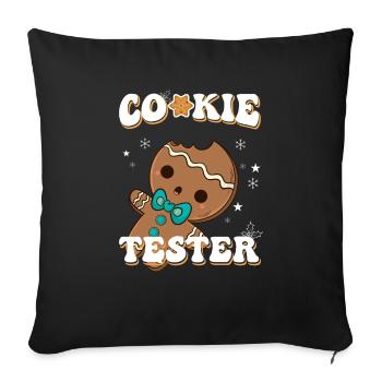 Cookie Tester Gingerbread Figurine Winter Joy - Sofa pillowcase 17,3'' x 17,3'' (45 x 45 cm) - black - Front