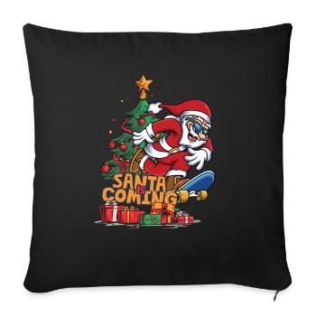 Christmas skateboarding fun with Santa - Sofa pillowcase 17,3'' x 17,3'' (45 x 45 cm) - black - Front
