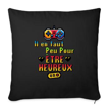 "Joie du Jeu - Bonheur Pixelisé" - Housse de coussin décorative 45 x 45 cm - noir - Devant