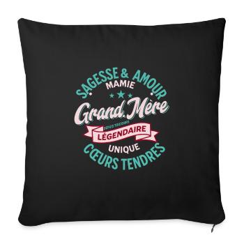 "Legendary Grandmother: Love and Wisdom" M2 - Sofa pillowcase 17,3'' x 17,3'' (45 x 45 cm) - black - Front