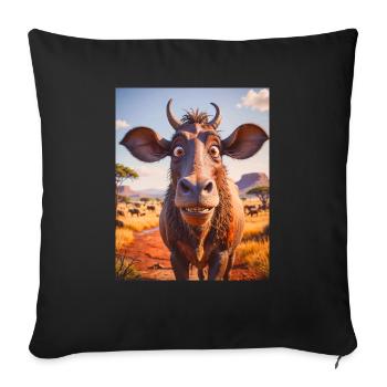 Animaux africains super mignons – Gnous - Housse de coussin décorative 45 x 45 cm - noir - Devant