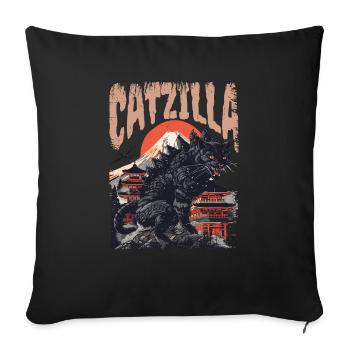 Catzilla Kaiju Monster Vintage - Housse de coussin décorative 45 x 45 cm - noir - Devant