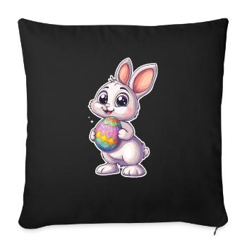 Cute Easter bunny with Easter egg - Sofa pillowcase 17,3'' x 17,3'' (45 x 45 cm) - black - Front