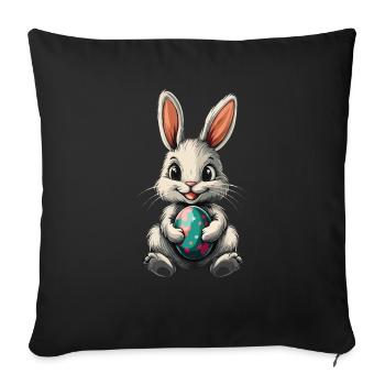 Cute Easter bunny with Easter egg - Sofa pillowcase 17,3'' x 17,3'' (45 x 45 cm) - black - Front
