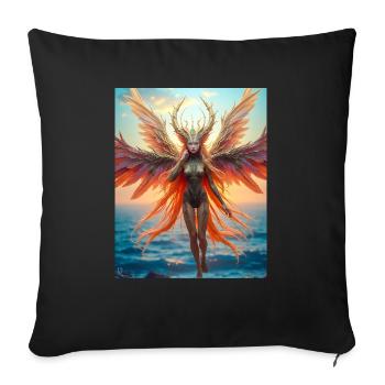 Alkonost, Slavic mythical bird with a divine voice - Sofa pillowcase 17,3'' x 17,3'' (45 x 45 cm) - black - Front
