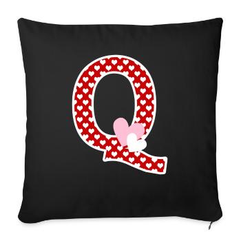 Lettre q cœur - Housse de coussin décorative 45 x 45 cm - noir - Devant