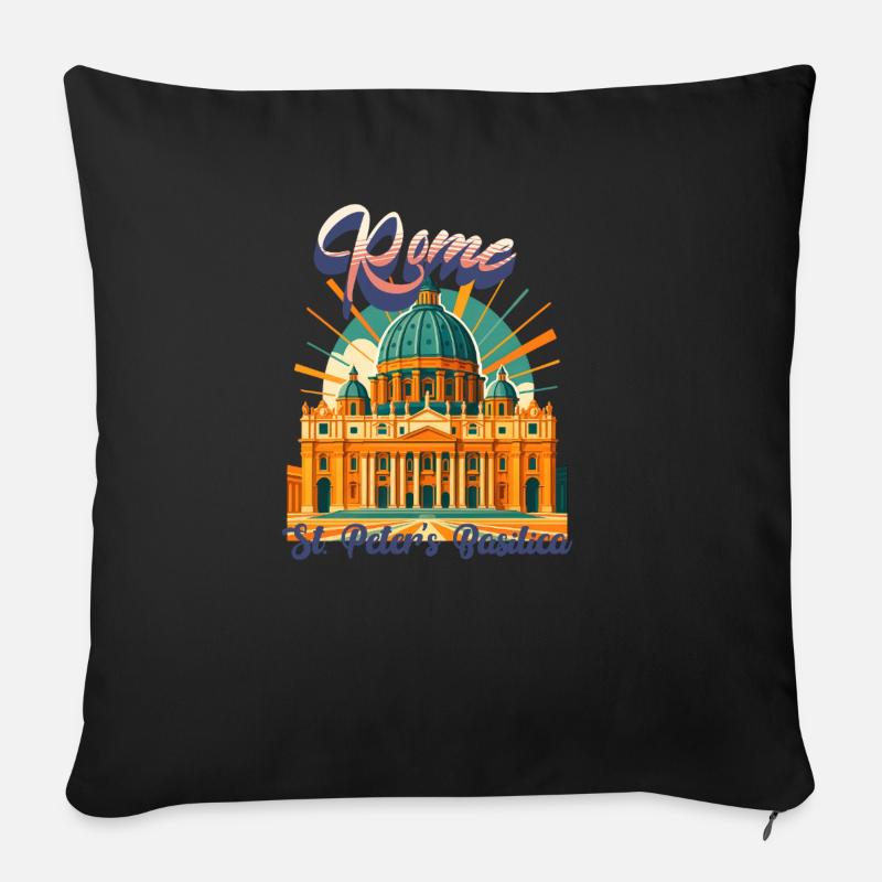 Urban Retro Dreams – St. Peter’s Basilica Rome - Sofakissenbezug 45 x 45 cm - Schwarz
