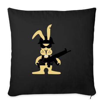 GI bunny punk, The hare soldier (3c) - Sofa pillowcase 17,3'' x 17,3'' (45 x 45 cm) - black - Front