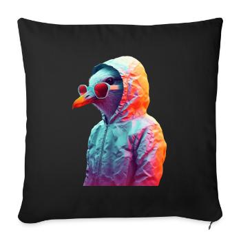 Mouette avec lunettes de soleil Mouettes fraîches colorées Oiseaux de mer - Housse de coussin décorative 45 x 45 cm - noir - Devant