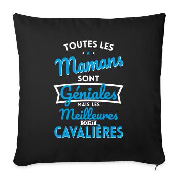 Mamans géniales les meilleures sont Cavalières - Housse de coussin décorative 45 x 45 cm - noir - Devant