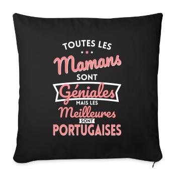 Mamans géniales les meilleures sont Portugaises - Housse de coussin décorative 45 x 45 cm - noir - Devant
