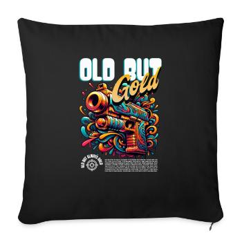Old but Gold with a colorful fun gun - Sofa pillowcase 17,3'' x 17,3'' (45 x 45 cm) - black - Front