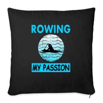 Bateau à rames Canoë Kayak Bateau Idée cadeau - Housse de coussin décorative 45 x 45 cm - noir - Devant