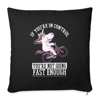 Sweet unicorn on a bike - Sofa pillowcase 17,3'' x 17,3'' (45 x 45 cm) - black - Front