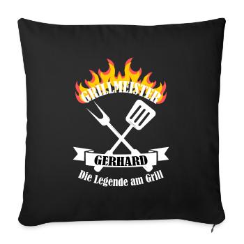 Grillmeister Gerhard lustiger Spruch Vorname - Sofakissenbezug 45 x 45 cm - Schwarz - Vorne