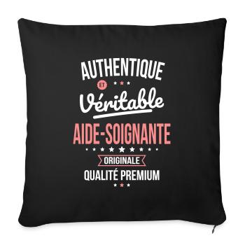 Authentique et véritable aide-soignante Originale - Housse de coussin décorative 45 x 45 cm - noir - Devant