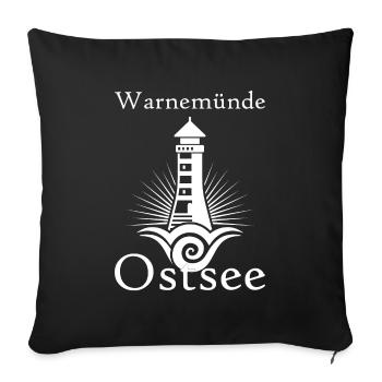 Warnemünde Urlaub Ostsee Rostock Geschenk - Sofakissenbezug 45 x 45 cm - Schwarz - Vorne