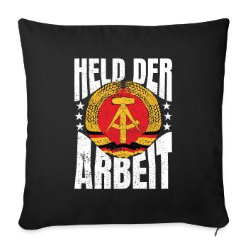 Held der Arbeit DDR Geschenkidee - Sofakissenbezug 45 x 45 cm - Schwarz - Vorne