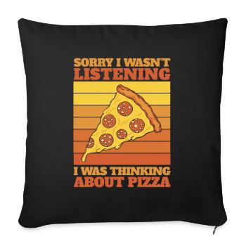 Pizza Retro - I think of pizza - Sofa pillowcase 17,3'' x 17,3'' (45 x 45 cm) - black - Front