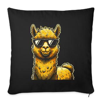Funny Llama Alpaca with Sunglasses Comic Art - Sofa pillowcase 17,3'' x 17,3'' (45 x 45 cm) - black - Front