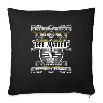 Maurer mauert mit Mörtel Maurerkelle - Sofakissenbezug 45 x 45 cm - Schwarz - Vorne