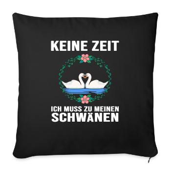 Schwan "Schwanzeit" Schwäne verliebt Schwanpaar - Sofakissenbezug 45 x 45 cm - Schwarz - Vorne