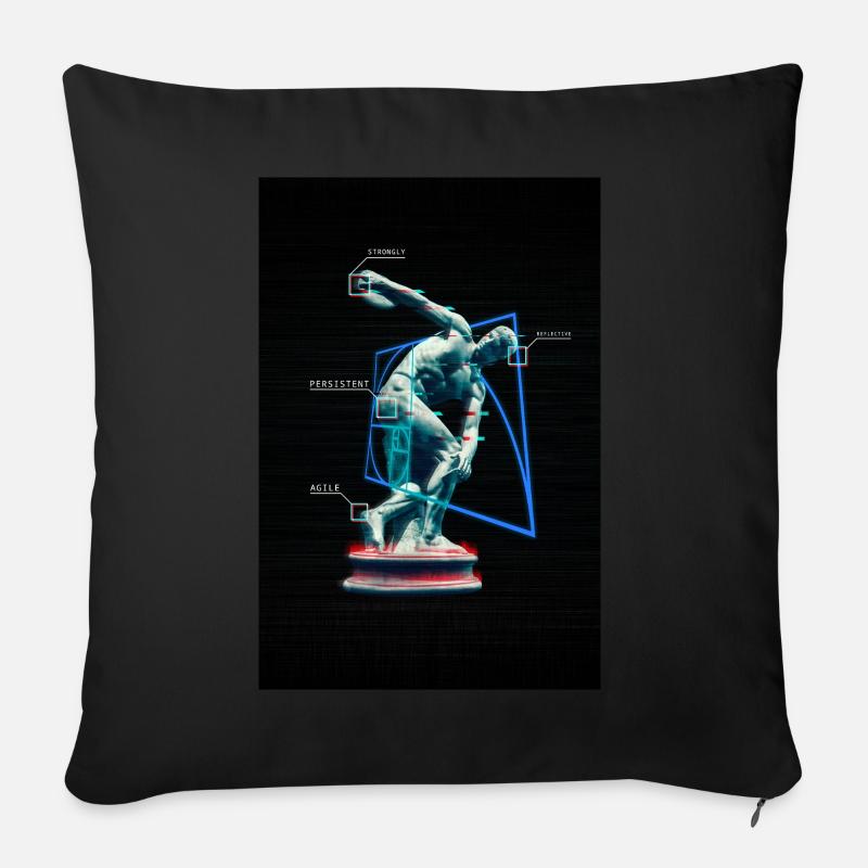 Glitch Diskobolos - Strongly Reflective Agile - Housse de coussin décorative 45 x 45 cm - noir