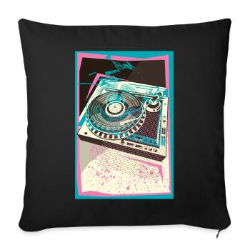 I LOVE VINYL, Pop Art, Turntable, Plattenspieler - Sofakissenbezug 45 x 45 cm - Schwarz - Vorne