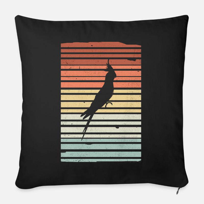 Nymphensittich Papagei Silhouette Vintage Retro - Sofakissenbezug 45 x 45 cm - Schwarz