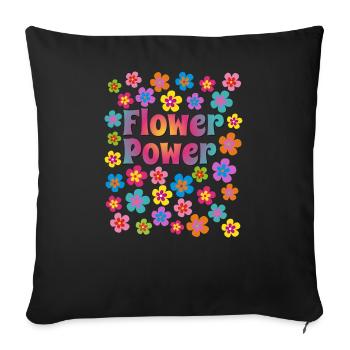 Flower Power Blume Blumenpower Happy Life - Sofa pillowcase 17,3'' x 17,3'' (45 x 45 cm) - black - Front