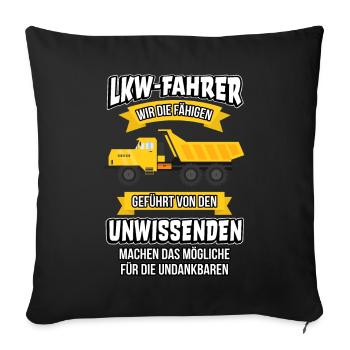 Lastwagen LKW-Fahrer Berufskraftfahrer Container - Sofakissenbezug 45 x 45 cm - Schwarz - Vorne