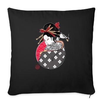 Geisha tatouée qui fume - Housse de coussin décorative 45 x 45 cm - noir - Devant