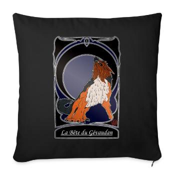 La Bete du Gevaudan - folklore Lozere Ardeche - Housse de coussin décorative 45 x 45 cm - noir - Devant