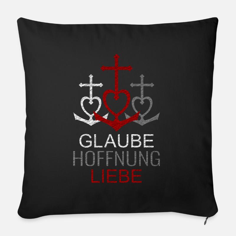 Glaube Hoffnung Liebe - Sofakissenbezug 45 x 45 cm - Schwarz