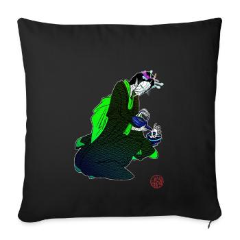 Bijinga tea ceremony and humanoid robot - Sofa pillowcase 17,3'' x 17,3'' (45 x 45 cm) - black - Front