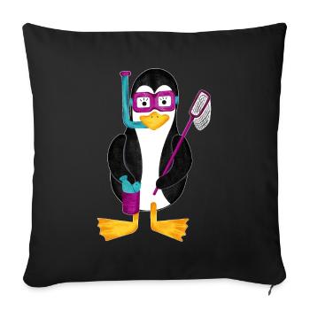 Penguin Snorkel Holiday Beach Holiday - Sofa pillowcase 17,3'' x 17,3'' (45 x 45 cm) - black - Front