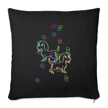 Dogs Colorful Retro Colorful Kids Baby Pets - Sofa pillowcase 17,3'' x 17,3'' (45 x 45 cm) - black - Front